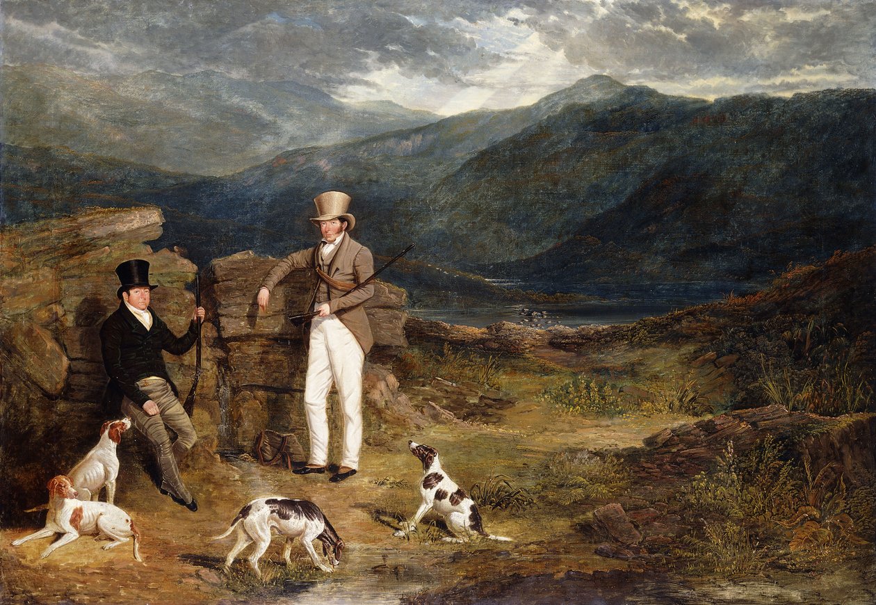 Två herrar med pekpinnar på en riphed, 1824 av John Frederick Herring Senior
