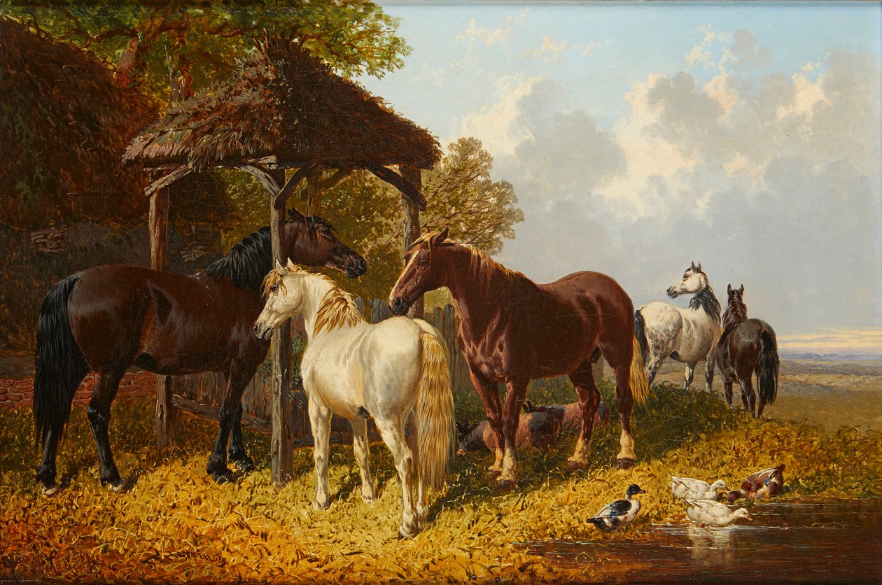 A Busy Farmyard Scene (olja på duk) av John Frederick Jr. Herring