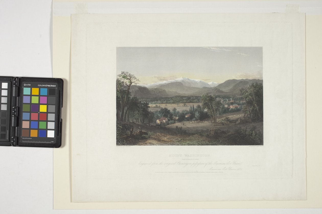 Mount Washington från The Valley of Conway (handfärgad gravyr) av John Frederick Kensett