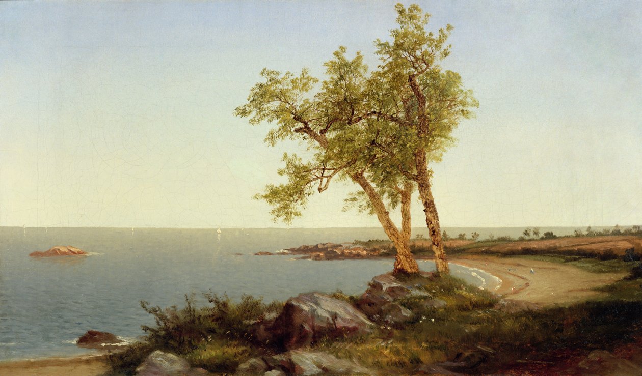 Strandlinje på sommaren (olja på duk) av John Frederick Kensett