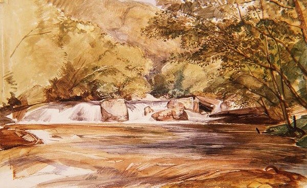 En pool och Scottish River av John Frederick Lewis