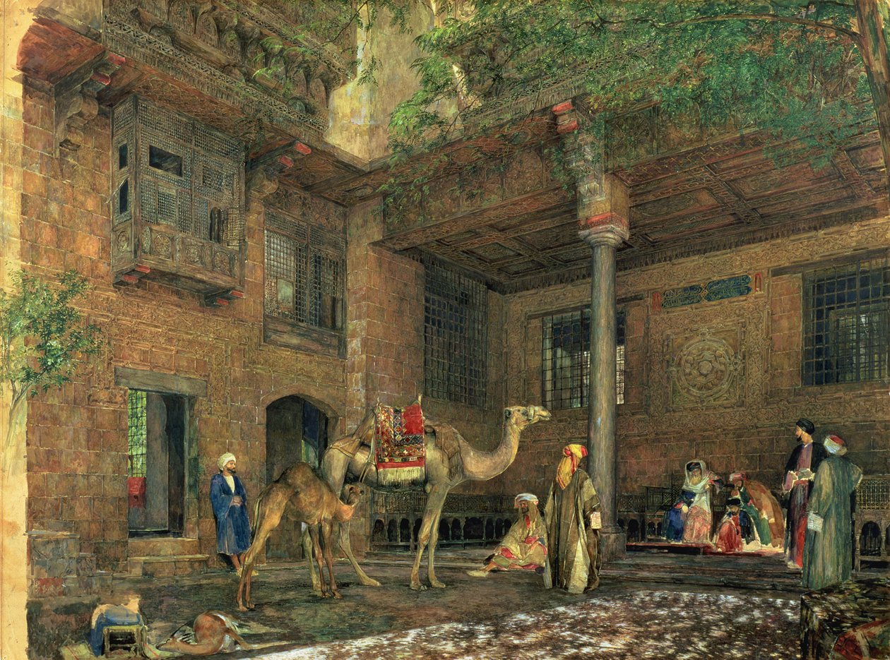 Gården till målarens hus, Kairo, ca 1851 av John Frederick Lewis