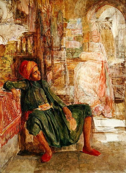 Abdul Hadi, A Portrait Study (olja på panel) av John Frederick Lewis
