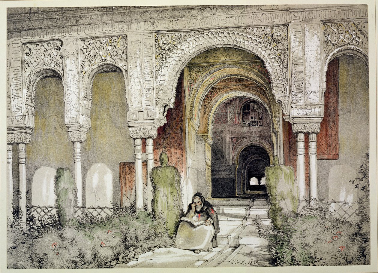 Ingången till de två systrarnas sal (Sala de las dos Hermanas), från "Sketches and Drawings of the Alhambra", 1835 av John Frederick Lewis