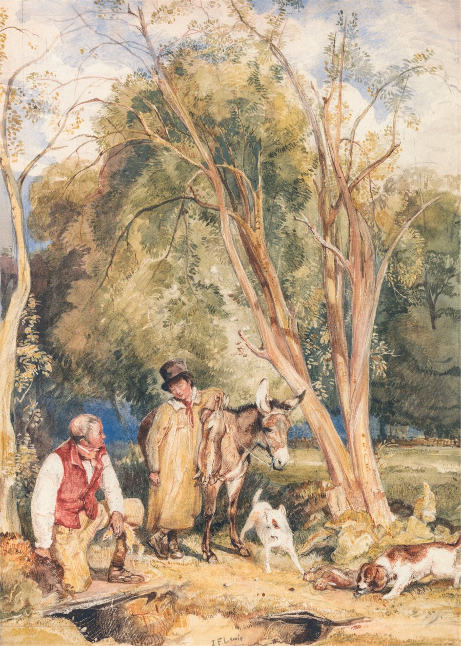 Game Keeper och Boy Ferreting a Rabbit av John Frederick Lewis