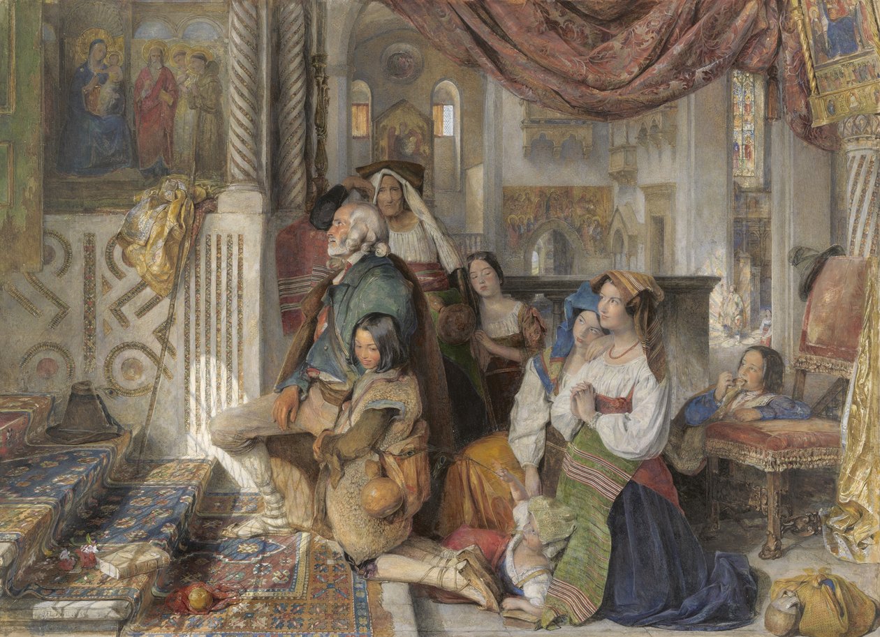 The Classic of Filial Piety, c.1085 (bläck och färg på siden) av John Frederick Lewis
