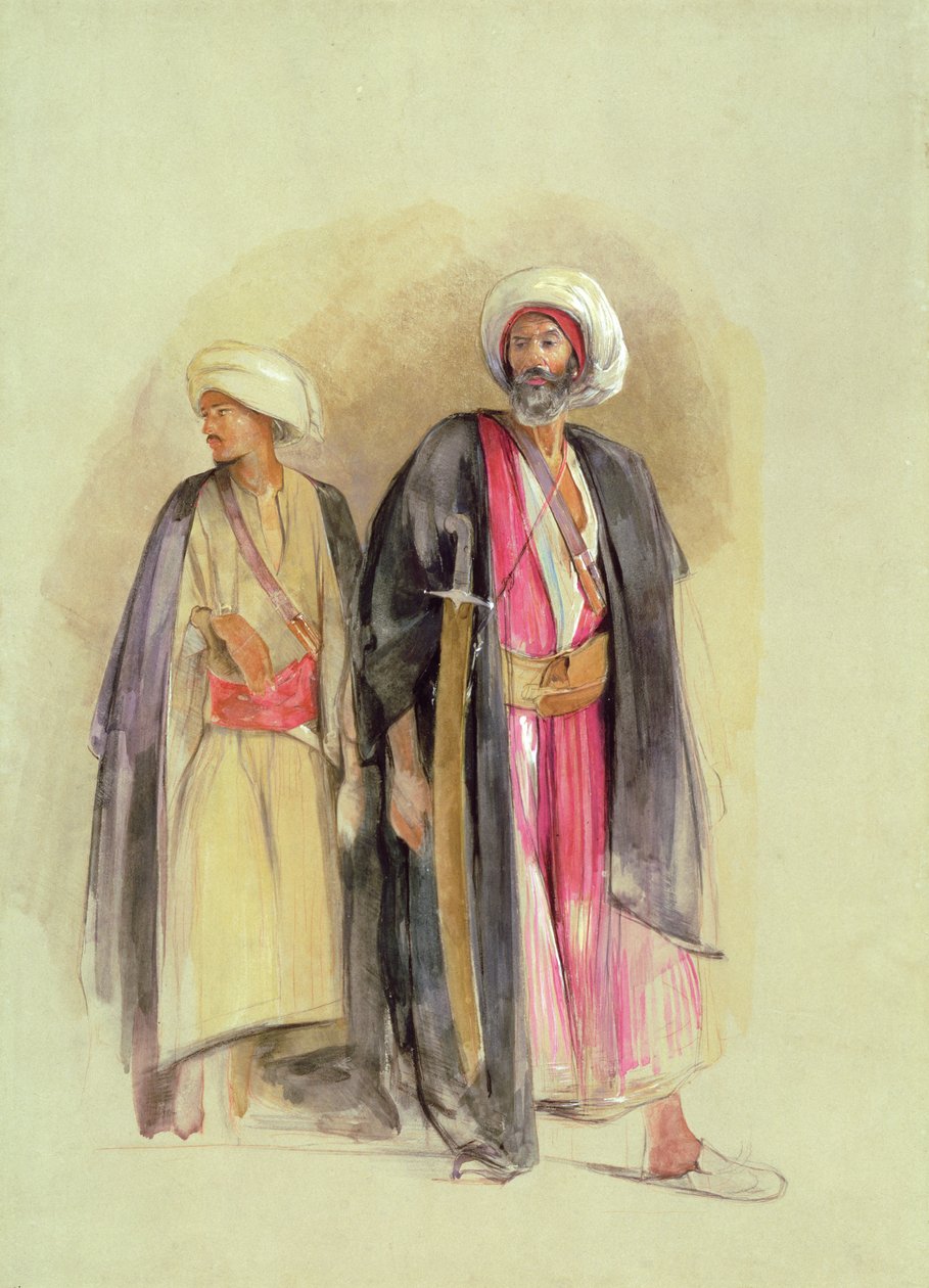 Sheik Hussein av Gebel Tor och hans son, ca 1842-43 (wc, gouache, krita och grafit på papper) av John Frederick Lewis