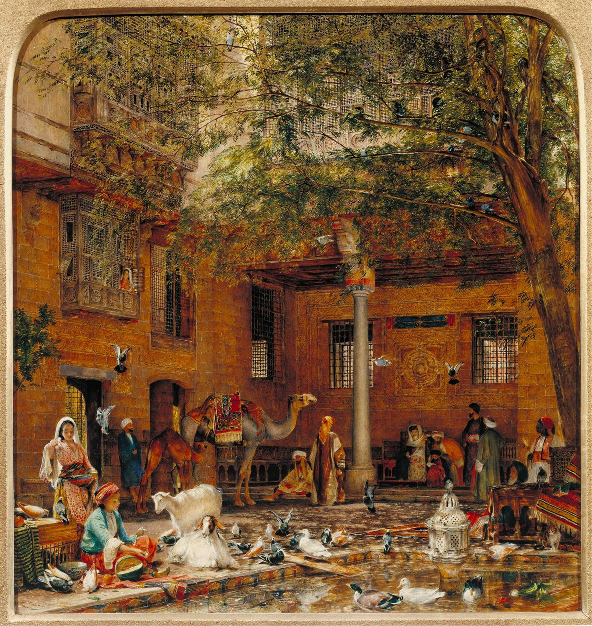 Studie för "Innergården till den koptiske patriarkens hus i Kairo av John Frederick Lewis