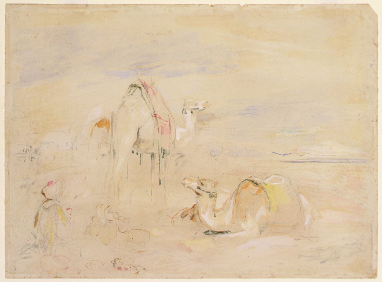 Studera för ett stopp i öknen (penna och akvarell) av John Frederick Lewis