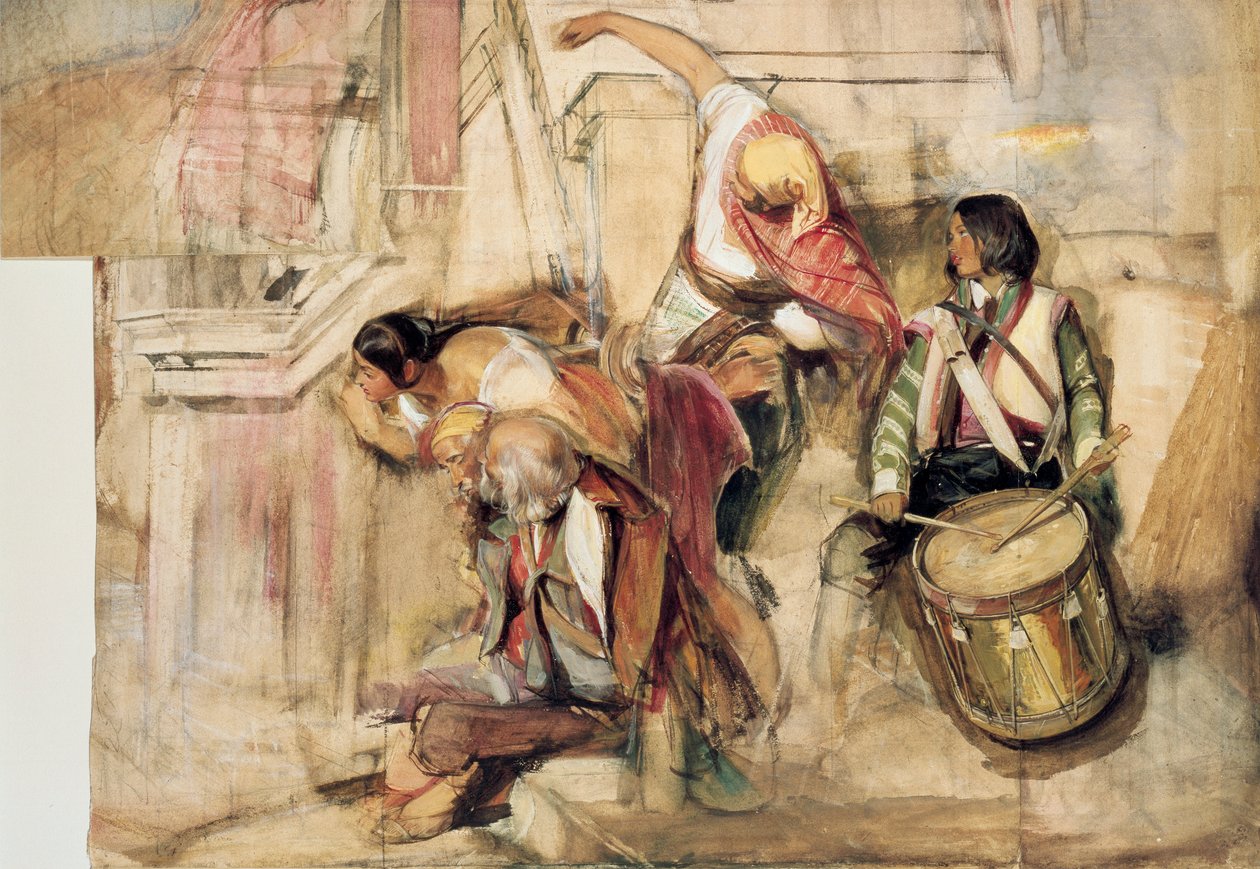 Studie för proklamation av Don Carlos, 1834-1838 av John Frederick Lewis