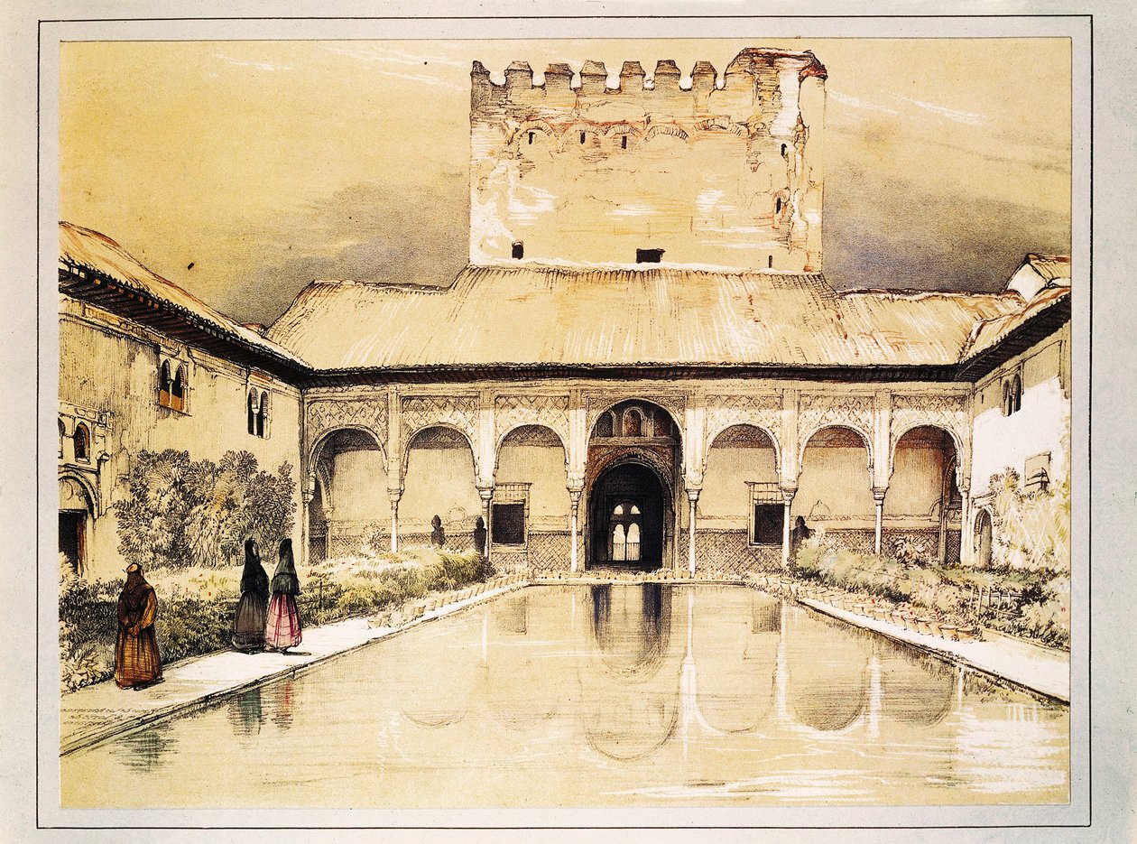 Alhambra i Granada, färglitografi av John Frederick Lewis av John Frederick Lewis