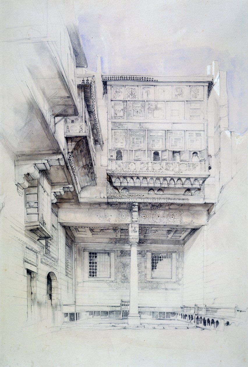 Court of the House of the Artist, Kairo, Egypten, 1800-talet av John Frederick Lewis