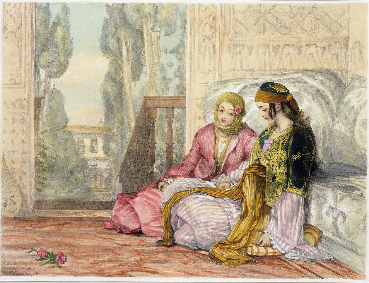 Haremet, tavla 1 från "Illustrations of Constantinople", graverad av konstnären, 1837 av John Frederick Lewis