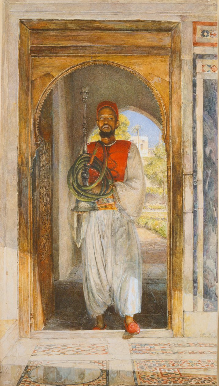 The Pipe Bearer, 1859 (penna, bläck, tvätt och krita) av John Frederick Lewis