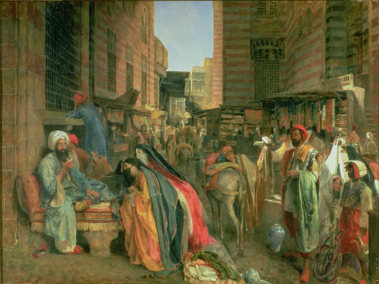 Ghooreyahs gata och moské, Kairo (panel) av John Frederick Lewis