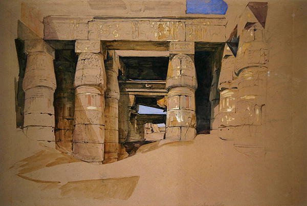 The Temple of Isis (penna och akvarell på papper) av John Frederick Lewis