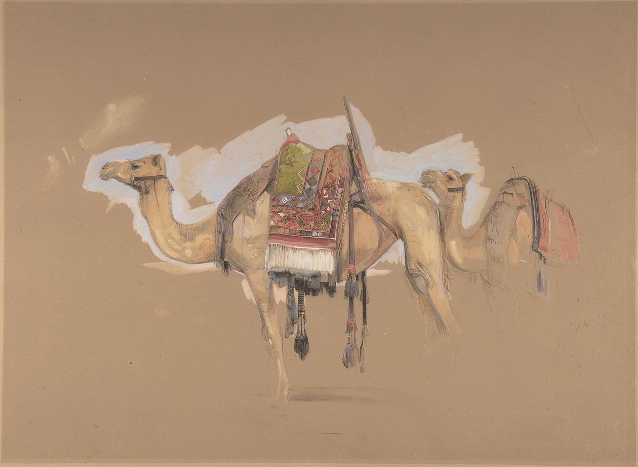 Två kameler, ca. 1843. av John Frederick Lewis