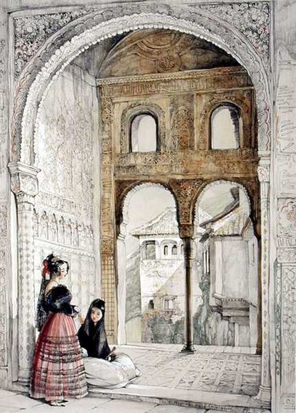 Fönster i Hall of Ambassadors, från Sketches and Drawings of the Alhambra, 1835 av John Frederick Lewis