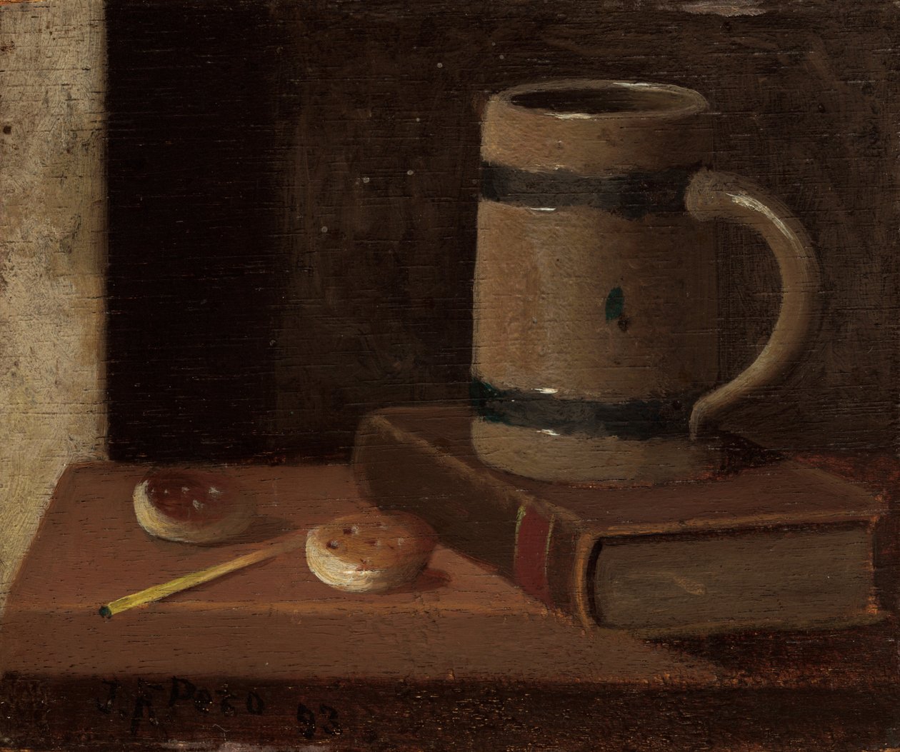 Mugg, bok, kex och tändsticka av John Frederick Peto