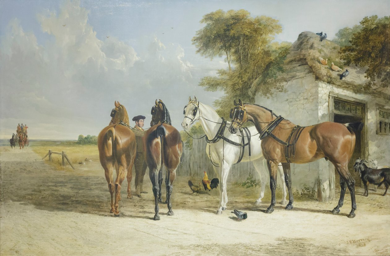 Mail coach post, J F Herring (olja på duk) av John Frederick Senior Herring