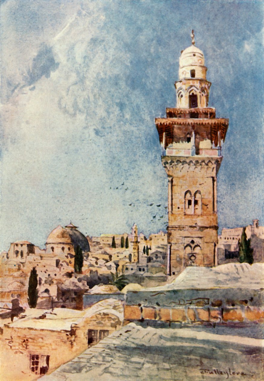 En minaret i det nordvästra hörnet av tempelområdet, 1902. av John Fulleylove