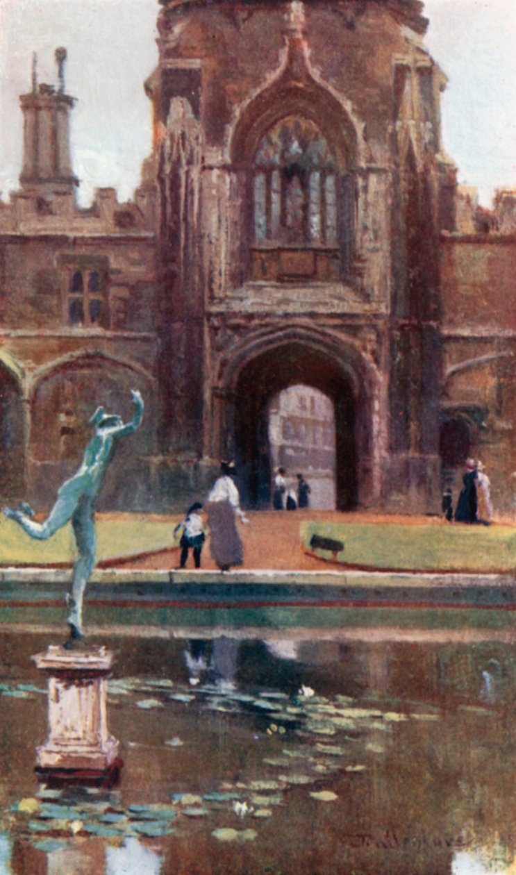 Christ Church College - Tom Quadrangle (färglitografi) av John Fulleylove