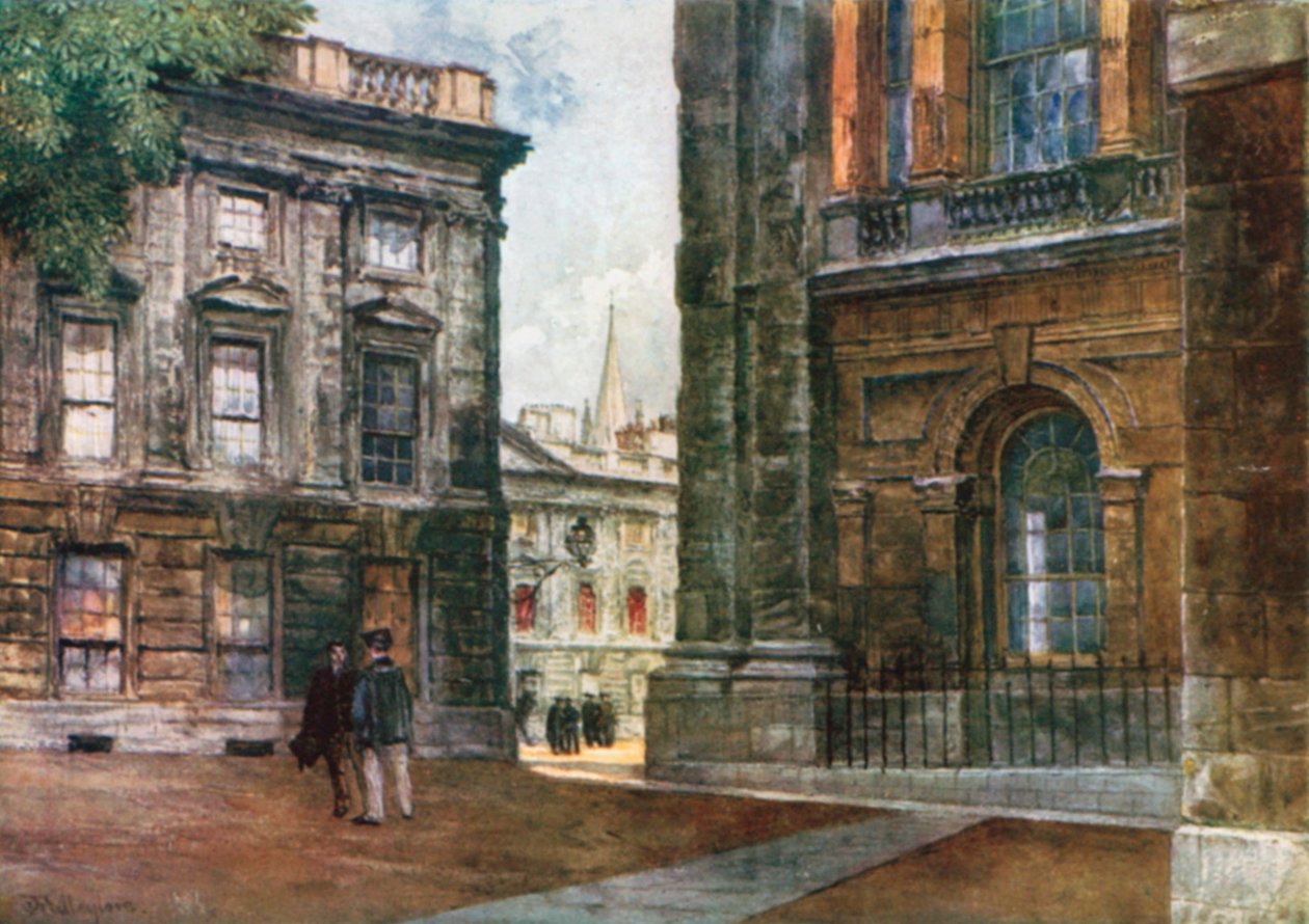 Christ Church - Peckwater Quadrangle (färglitografi) av John Fulleylove