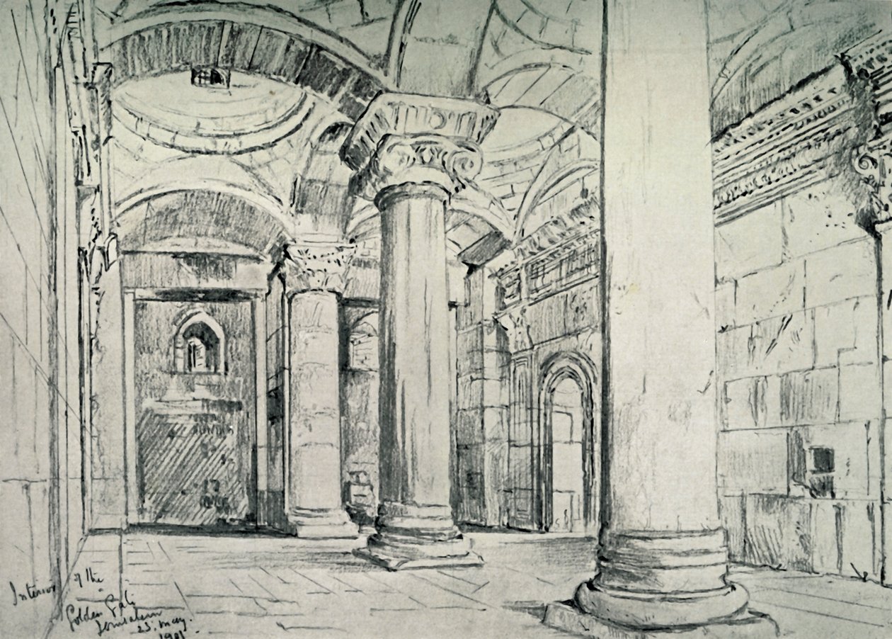 Jerusalem - Insidan av den gyllene eller vackra porten, 1902. av John Fulleylove