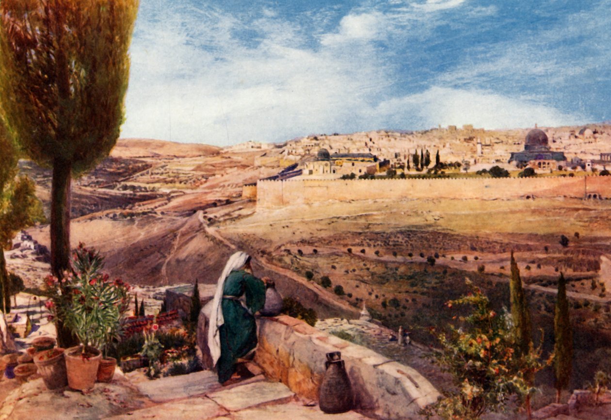 Jerusalem från Oljeberget där Kristus grät över staden, 1902. av John Fulleylove