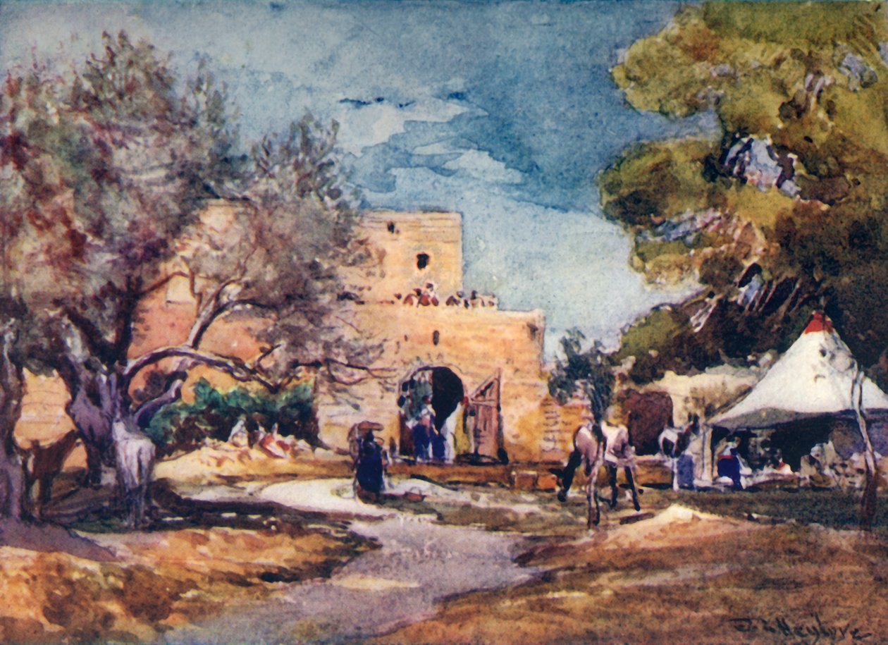 Medeltida byggnad utanför Jerusalems norra mur, 1902. av John Fulleylove