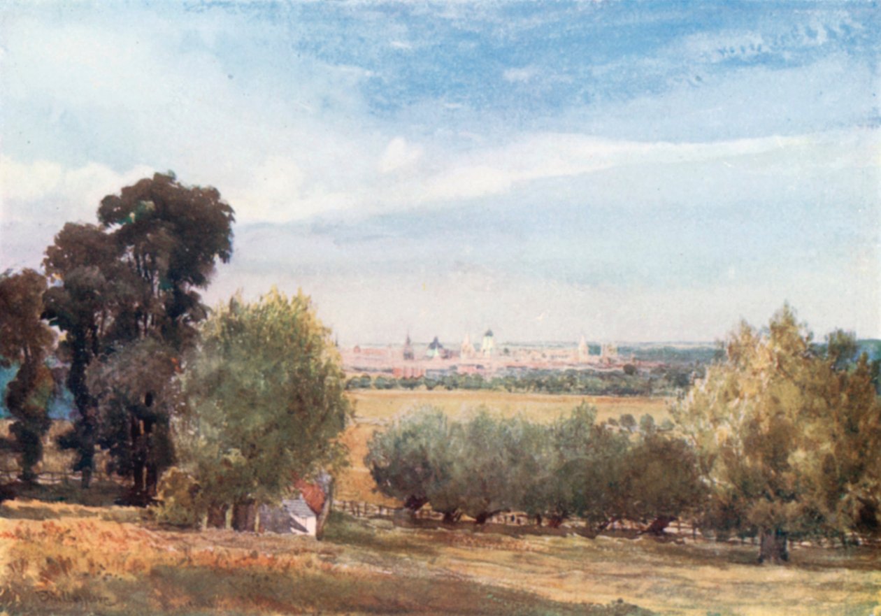 Oxford, från South Hinksey (färglitografi) av John Fulleylove
