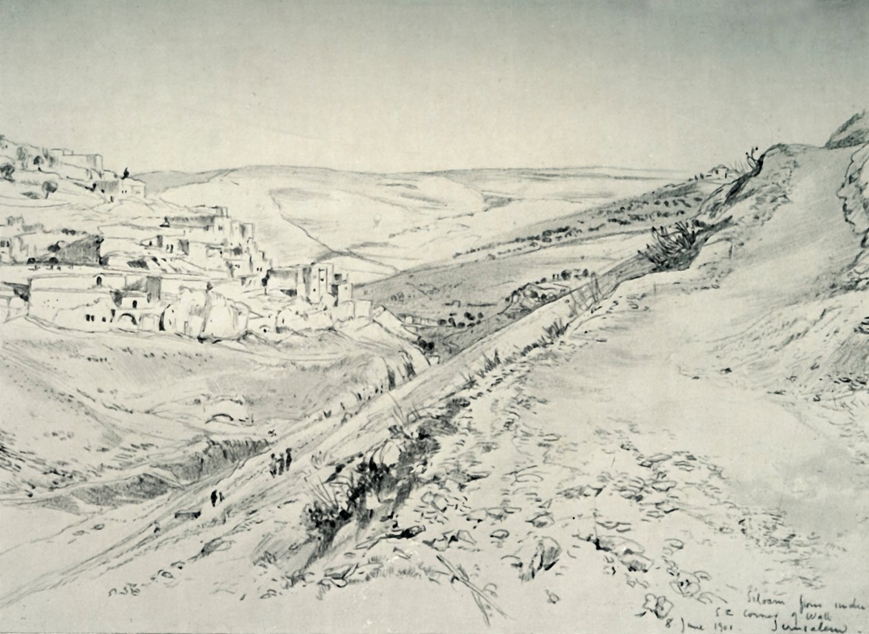 Siloam från under det sydöstra hörnet av muren i tempelområdet, 1902. av John Fulleylove