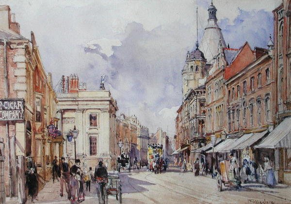 Street Scene (akvarell på papper) av John Fulleylove