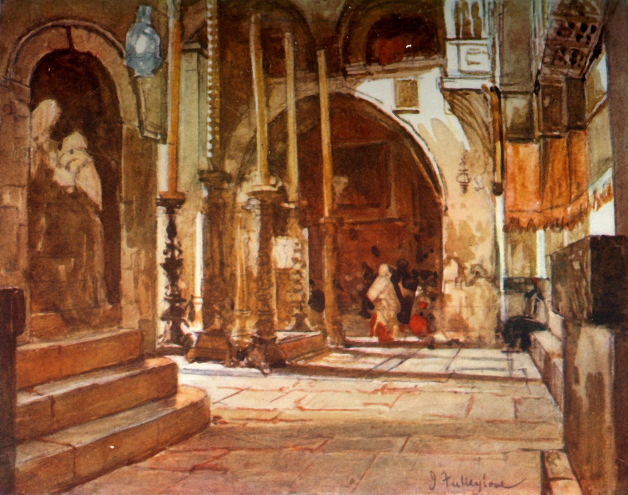 Smörjelsestenen från korsfararkyrkans ambulatorium, 1902. av John Fulleylove