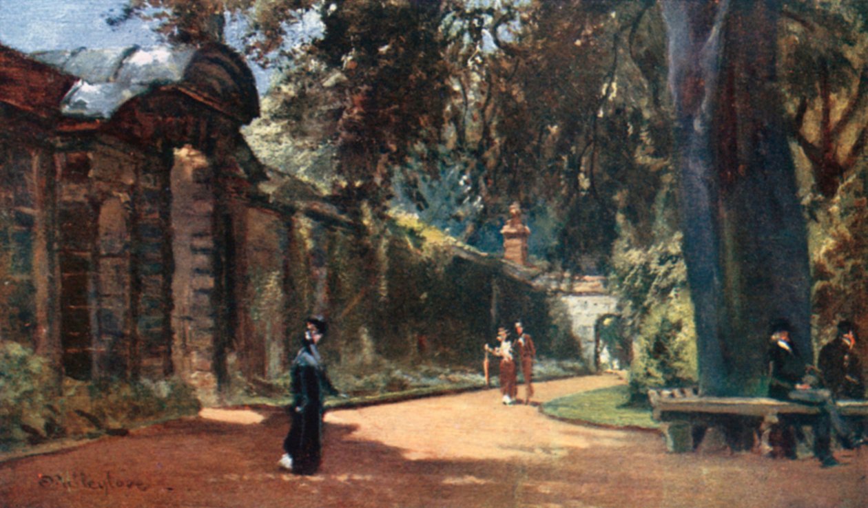 Botaniska trädgården (färglitografi) av John Fulleylove