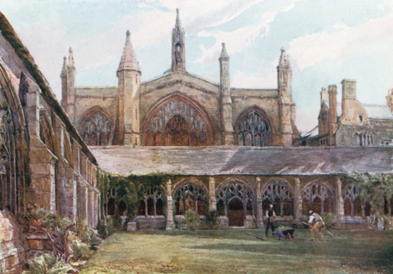 The Cloisters, New College (färglitografi) av John Fulleylove