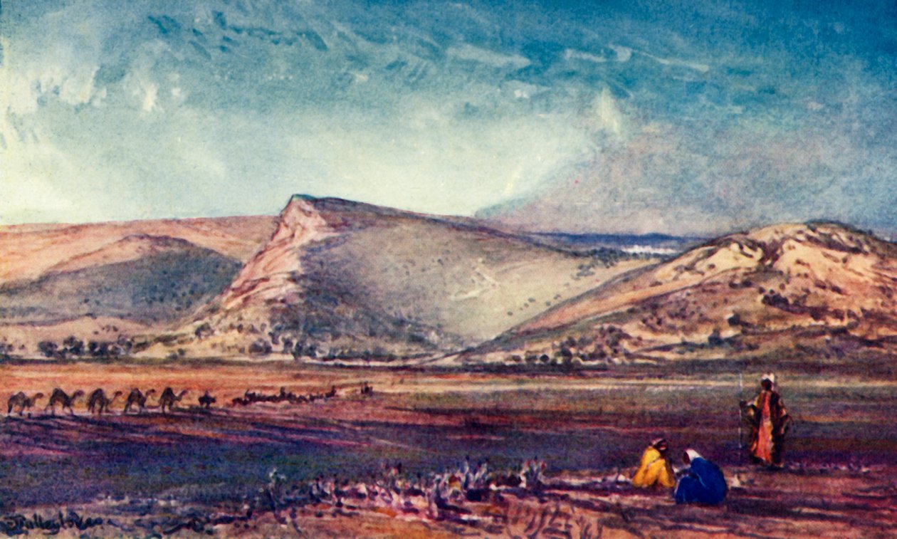 Kullarna runt Nasaret från Esdraelonslätten, 1902. av John Fulleylove