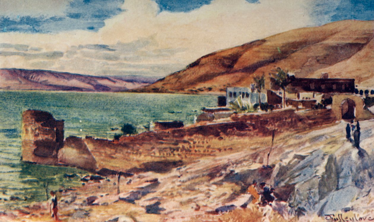 Galileiska sjön, blickar söderut från Tiberias, 1902. av John Fulleylove
