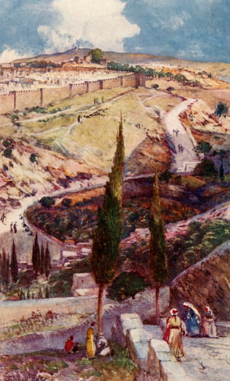 Den nordöstra änden av Jerusalem och Mizpa från Oljeberget, 1902. av John Fulleylove