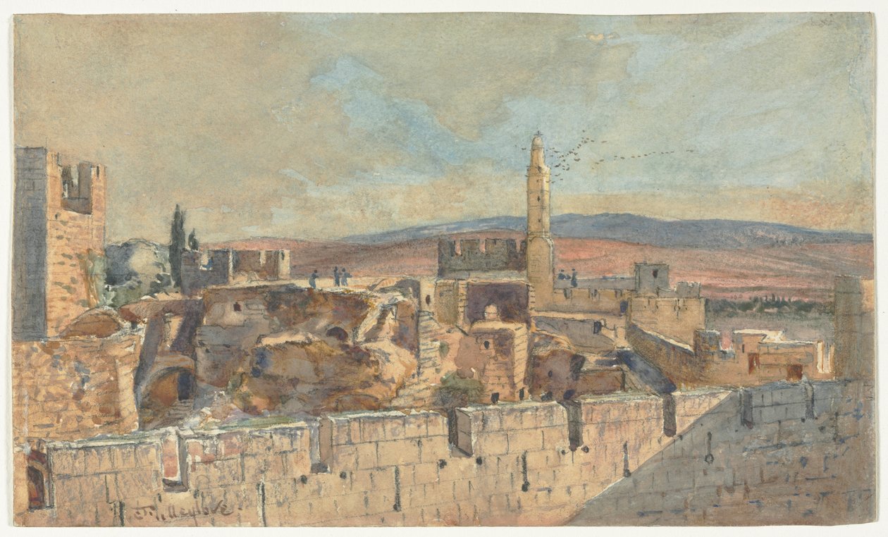 Utsikt över Gamla stan i Jerusalem, andra hälften av 1800-talet. av John Fullylove