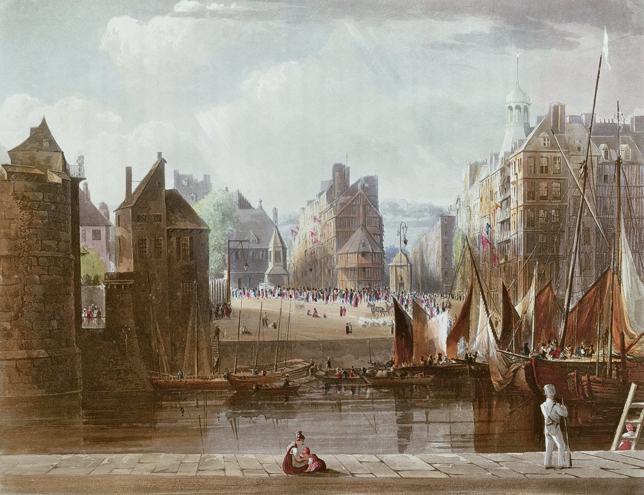 Le Havre, från "Views on the Seine", graverad av Thomas Sutherland (f.1785), utgiven av R. Ackermann (1764-1834) 1821. av John Gendall