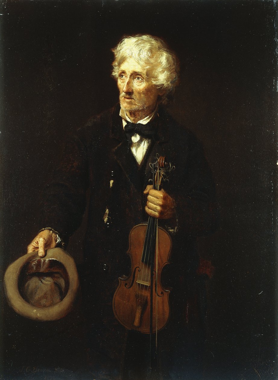 Man med fiol, 1879 av John George Brown