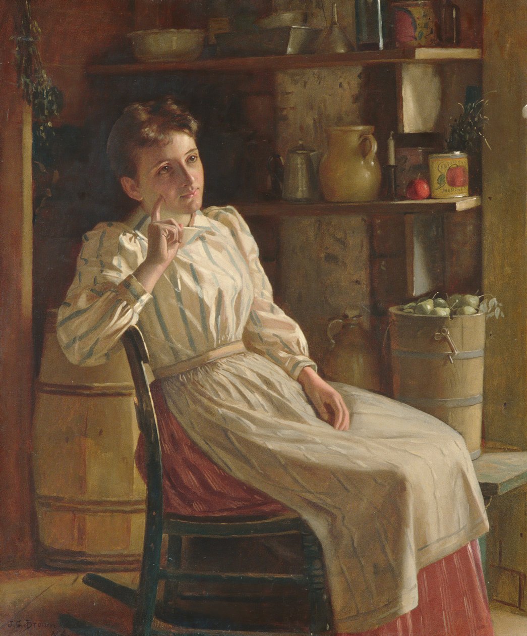 Meditation, ca. 1900-1910. av John George Brown