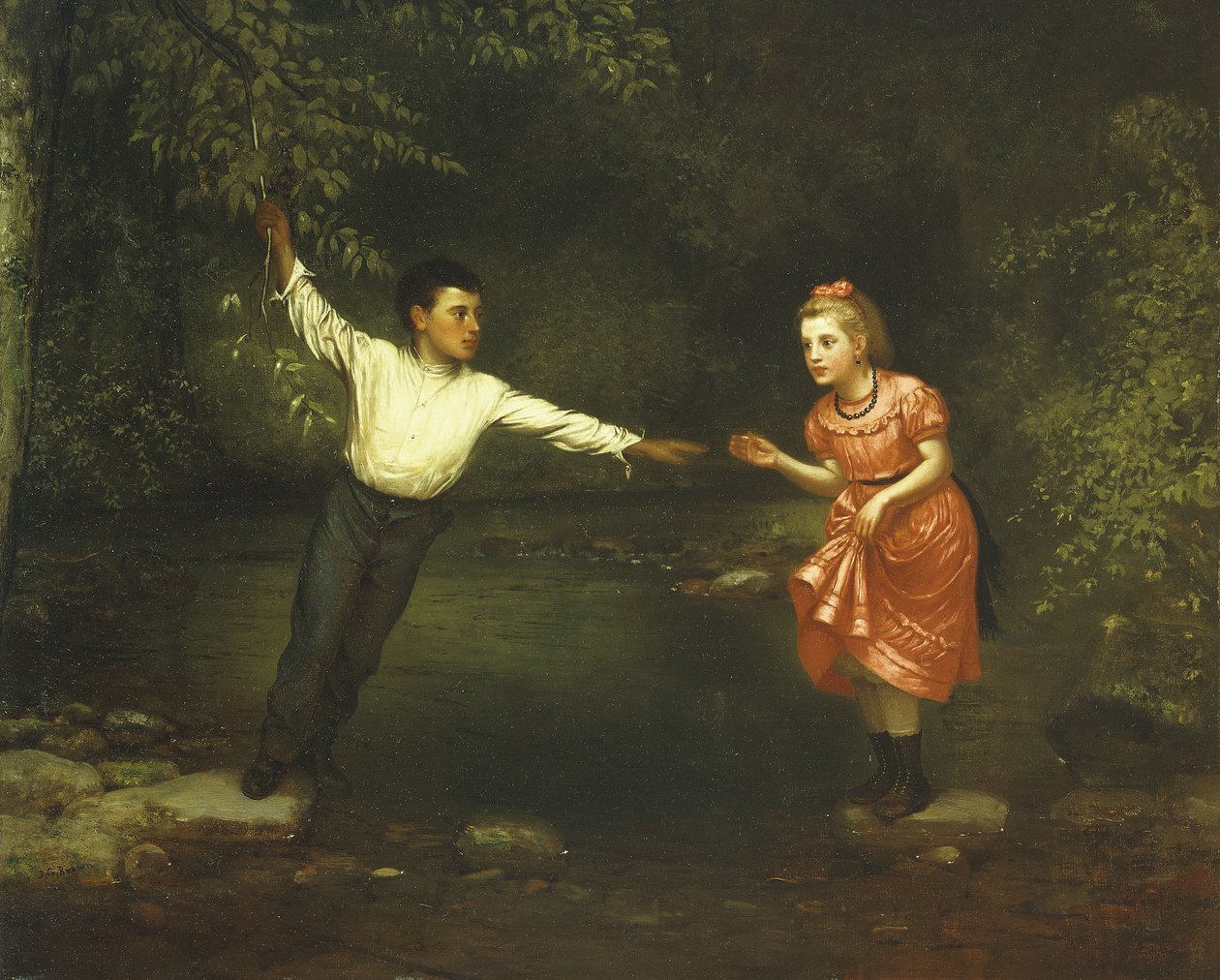 Stegstenar över bäcken, av John George Brown