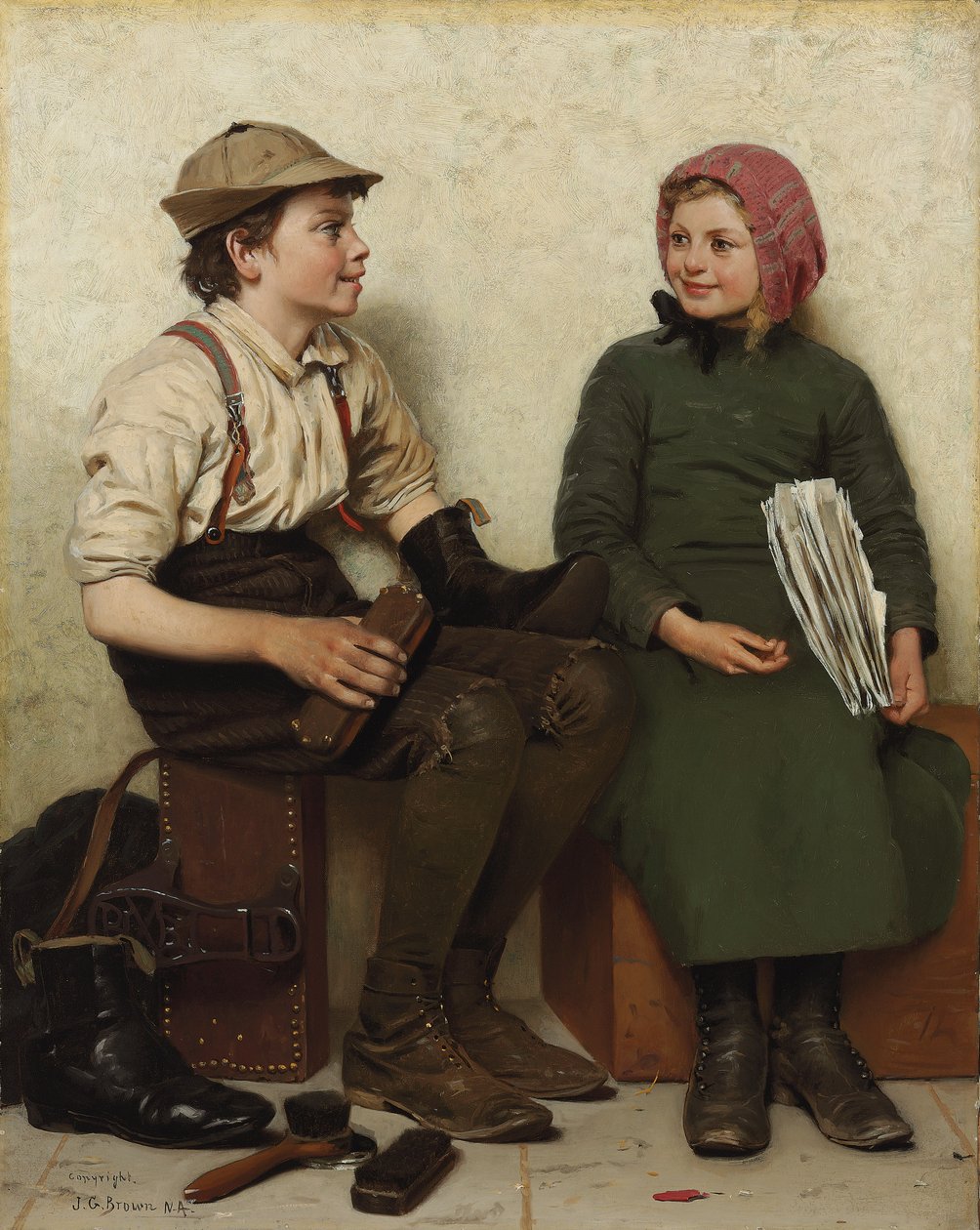 Tete a Tete, ca 1888-1890 av John George Brown