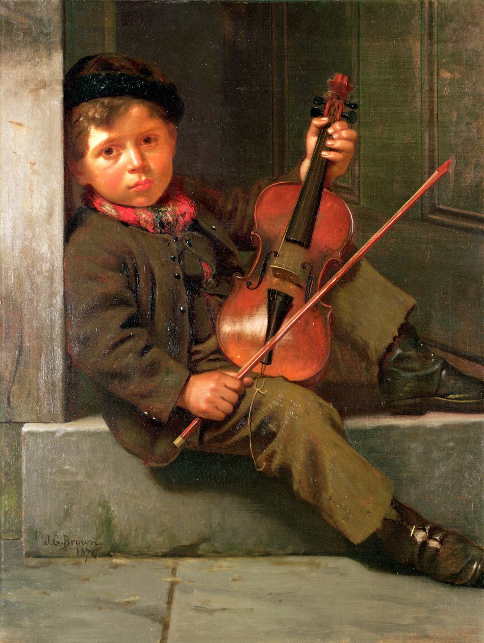 Pojkens violinist, 1874 av John George Brown