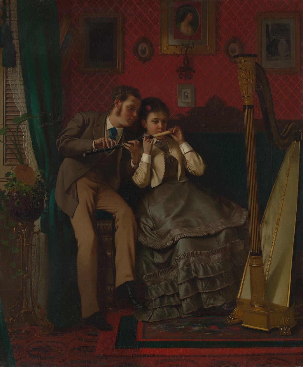 Musiklektionen, 1870. av John George Brown