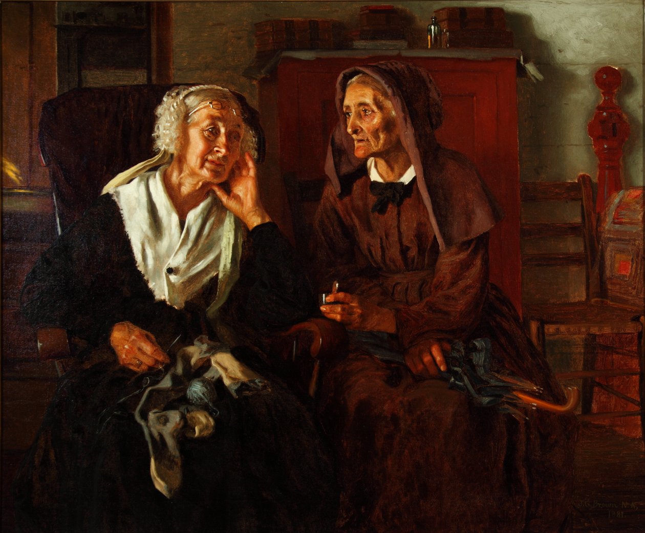 Grannarna 1881 (olja på duk) av John George Brown
