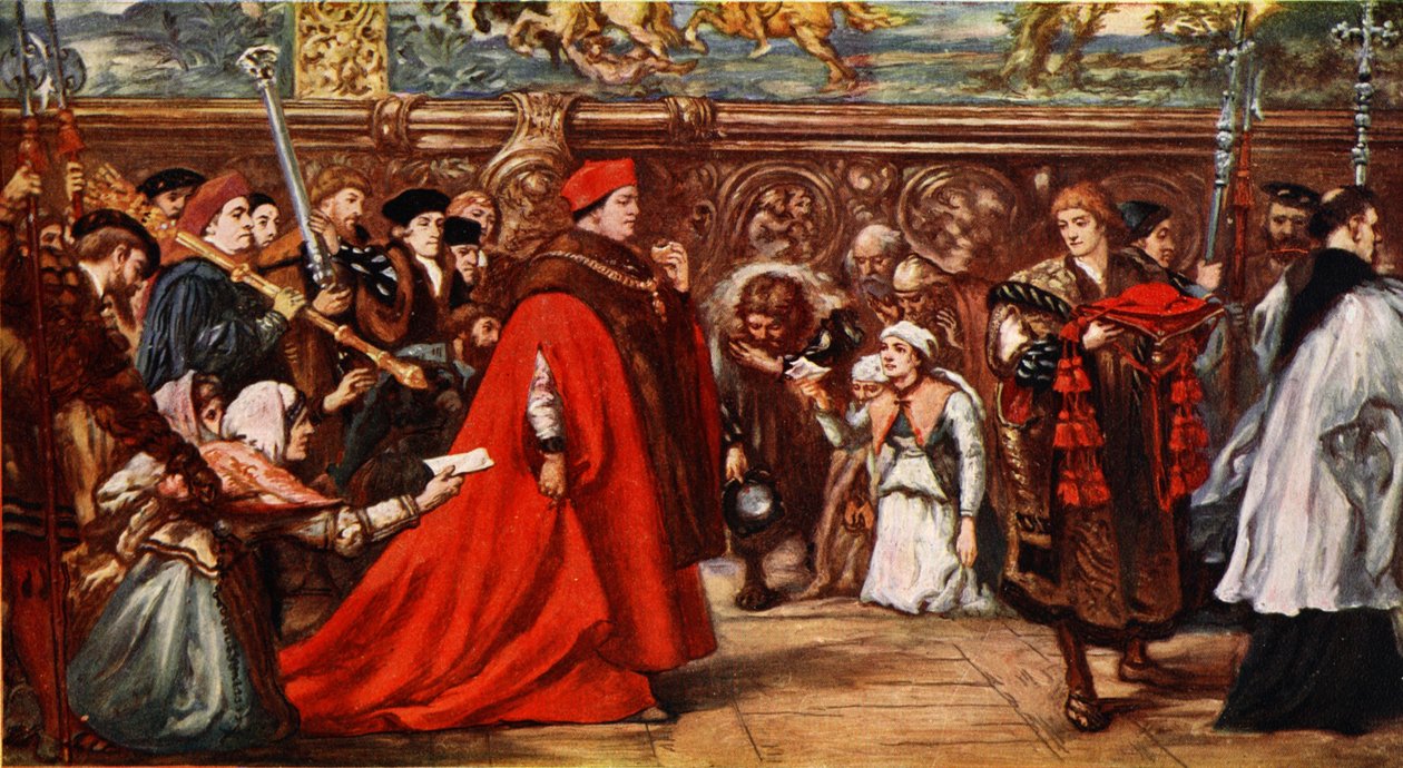 Kardinal Wolsey på väg till Westminster Hall, illustration från "Hutchinson