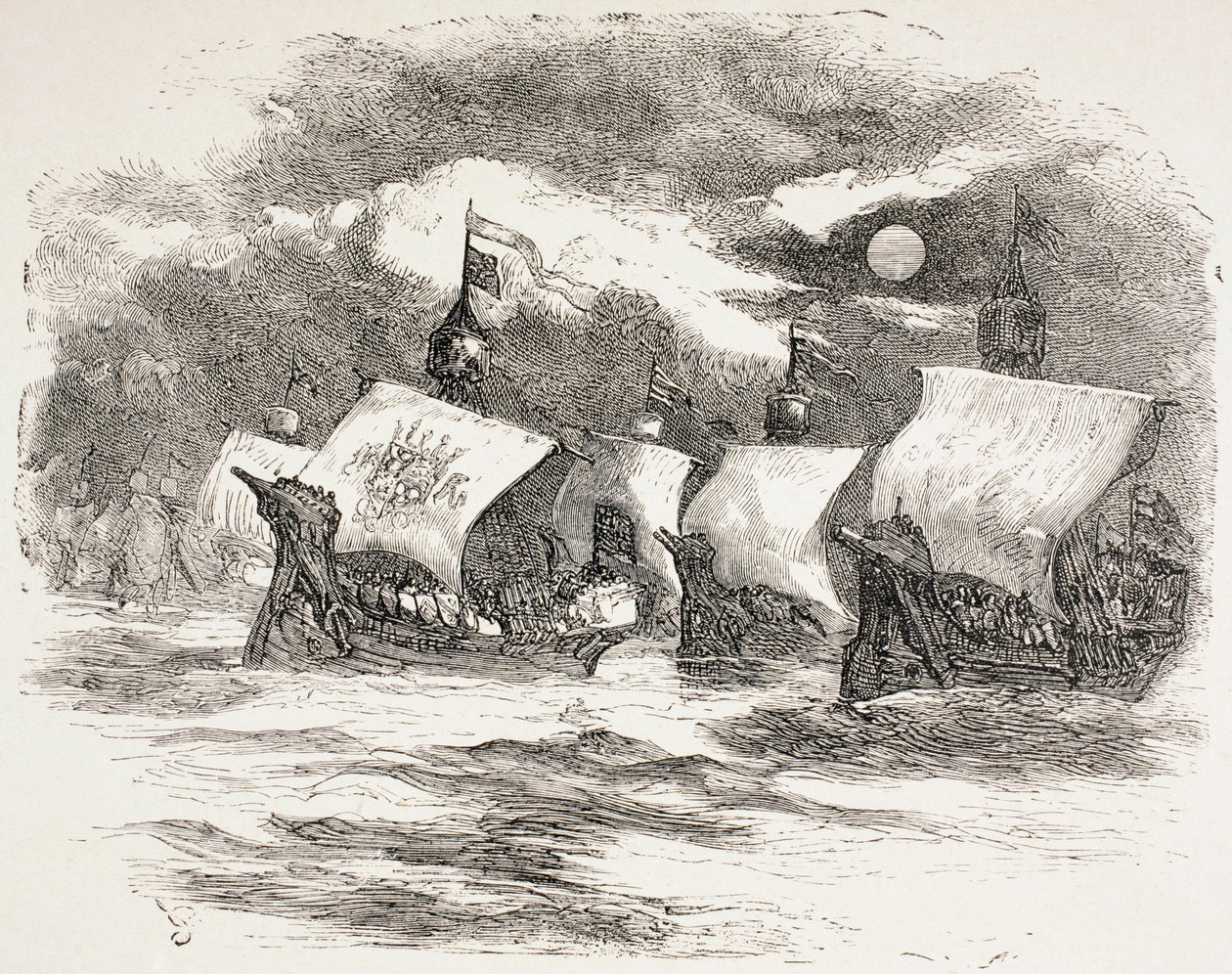 Kung Henrys flotta seglar till Frankrike, 1890 av John Gilbert